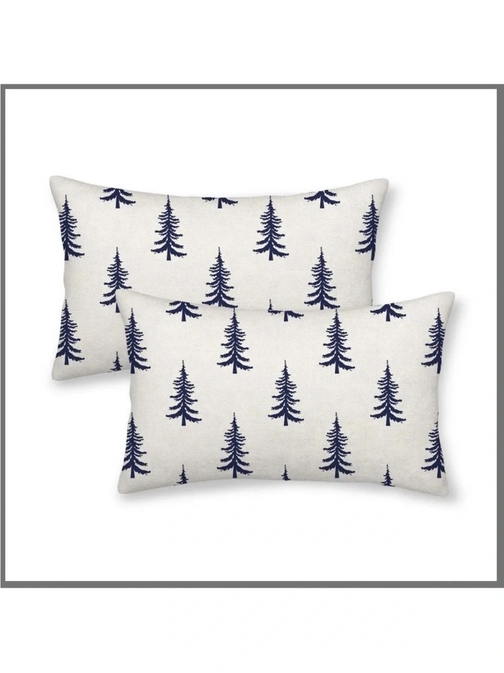 Set of 2- 12”x20” Navy blue Tree Pattern Lumbar Pillow covers #1130-1